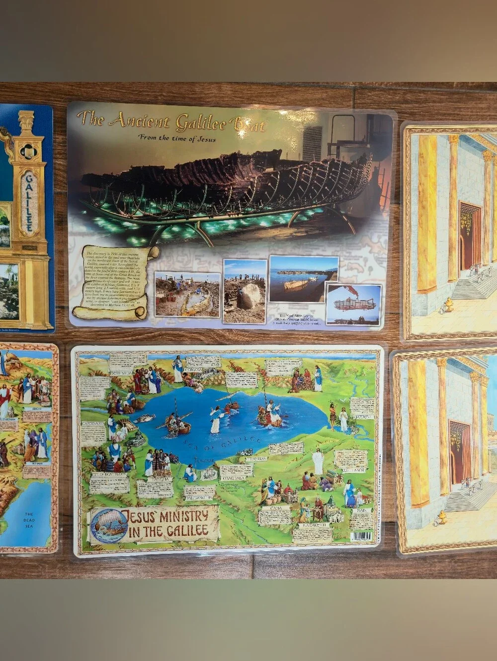 LOT 7 Galilee Lake Sea Placemats Christian Holy Land Miracles Teachings of Jesus